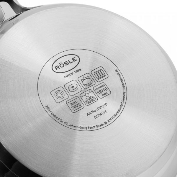 Сковорода с антипригарным покрытием 20 см, нержавеющая сталь, Elegance, 130210, ROESLE