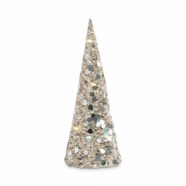 Ель-конус 40 см, с подсветкой, полиэстер/металл, шампань, Celebration