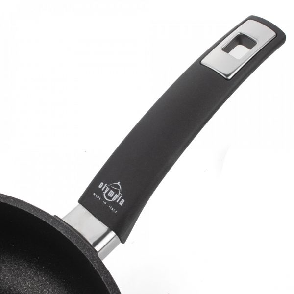 Сковорода глубокая для индукционных плит с антипригарным покрытием 24 см, литой алюминий с алмазным порошком, черный, Diamant Plus, 411.24, OLYMPIA