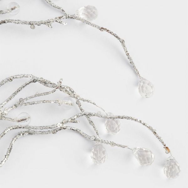 Ветка декоративная 80 см, акрил/металл, серебристая, Кристалл на ветке, Event
