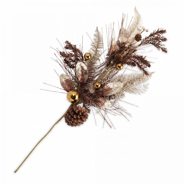 Ветка декоративная 75 см, пенопласт, Золотые шары, Interior natural

