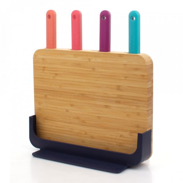 Набор кухонный 6 предметов: 4 ножа в подставке, доска разделочная из бамбука, 30х20 см, Chopping boards and Knives TREBONN