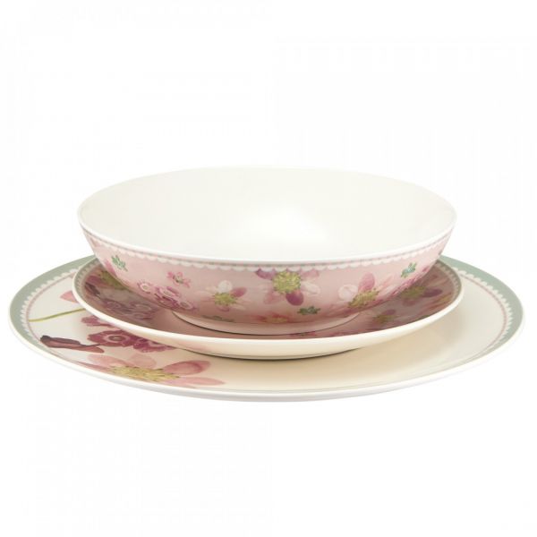Сервиз обеденный на 3 персоны, 9 предметов, фарфор, розовый, Primula Maxwell & Williams
