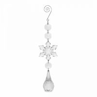 Украшение декоративное 25 см, подвесное, акрил/металл, Снежинка с кристаллом, Event