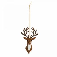 Игрушка елочная 8 см, металл, коричневая, Олень, New year