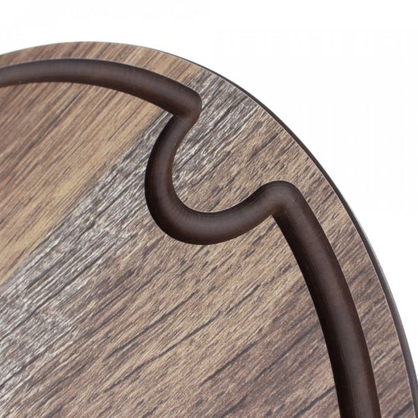 Доска круглая для сервировки и нарезки с желобом, 25 см, дуб мореный, композитный материал, Surface, DSJ2500634KL6, ComposeEat