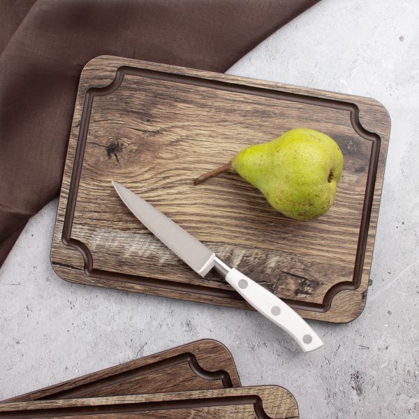 Доска для сервировки и нарезки с желобом, 24x18 см, дуб мореный, композитный материал, Surface, DSJ24180634KL6, ComposeEat