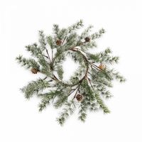 Венок декоративный 16/48 см, пластик/шишки, Еловая ветка, Interior Conifer