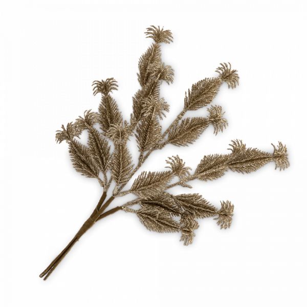 Ветка декоративная 30 см, пластик/бумага, шампань, Пушистая ветка, Interior gold
