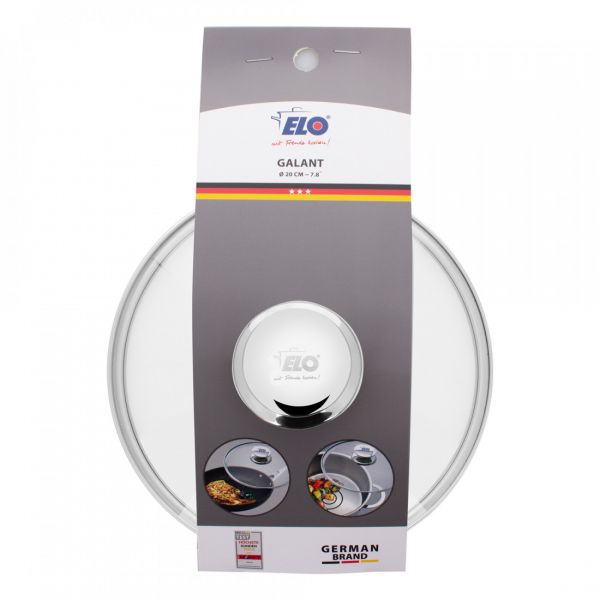 Крышка стеклянная 20 см, нержавеющая сталь, Galant, 73020, ELO