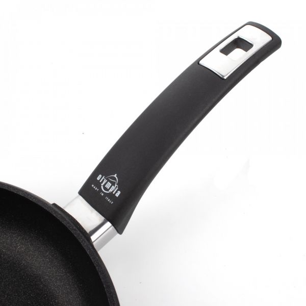 Сковорода для индукционных плит с антипригарным покрытием 24 см, литой алюминий с алмазным порошком, черный, Diamant Plus, 410.24, OLYMPIA