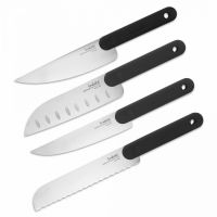 Набор ножей 4 предмета, цвет рукояти - черный, Chopping boards and Knives TREBONN