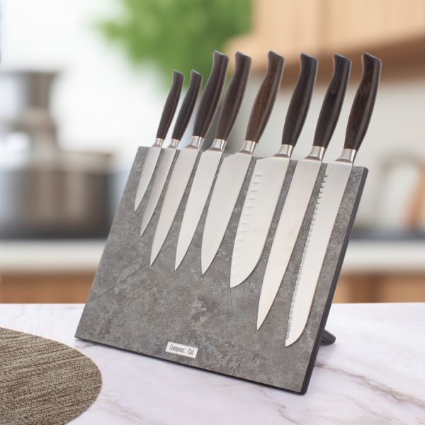 Подставка магнитная для 8 кухонных ножей 32 х 26 см, Vintage Grey, композитный материал, Signature ComposeEat