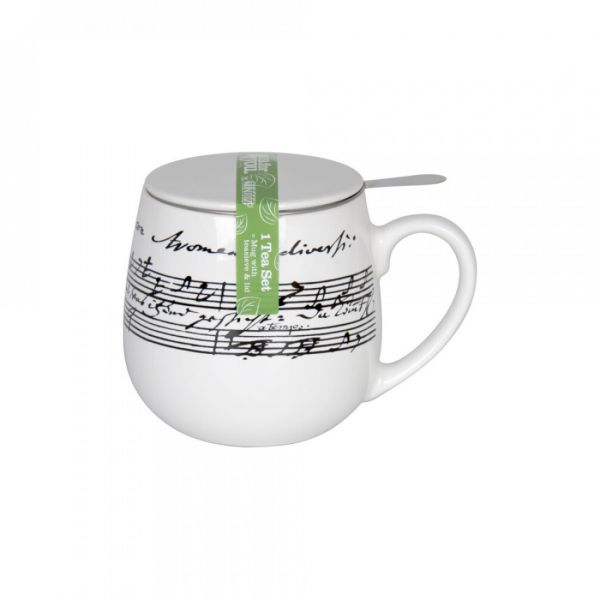 Кружка заварочная «Кантата» 420 мл, фарфор, нержавеющая сталь, белый, черный, 11 5 143 0637, KOENITZ