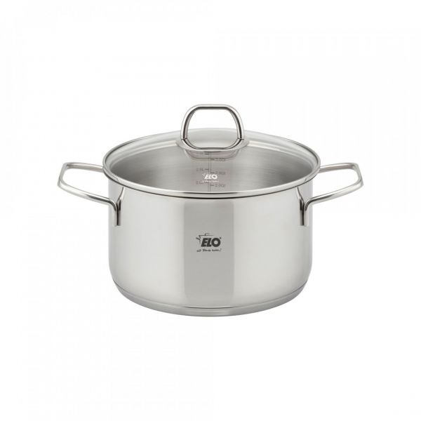 Набор посуды из 6 предметов для индукционных плит, 3 кастрюли, 1 ковш, 3 стеклянные крышки, нержавеющая сталь, Twice Select, 41410, ELO