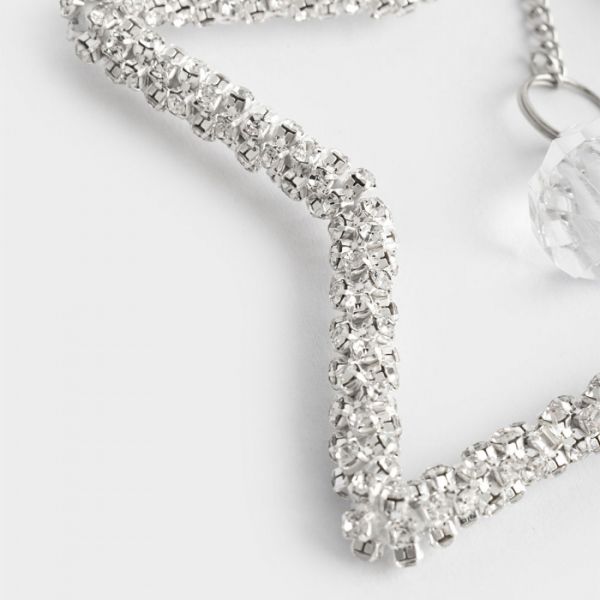 Игрушка елочная 10 см, пластик/металл, серебристая, Звезда, Event
