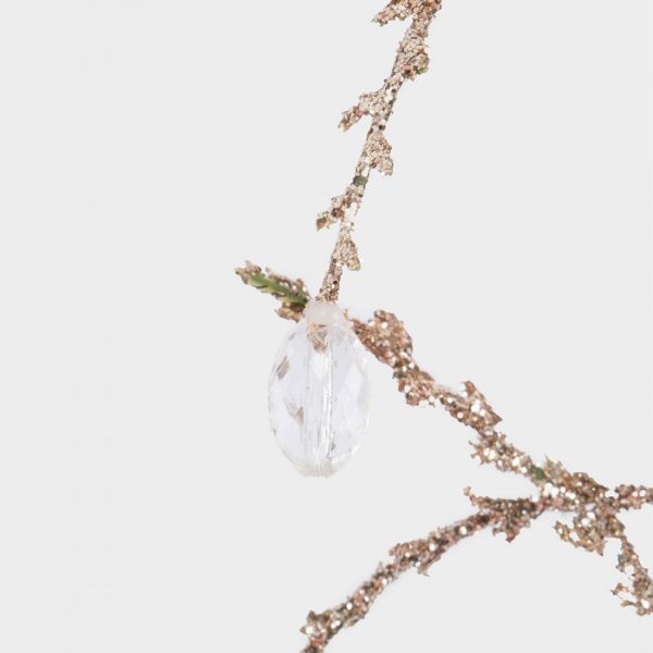 Ветка декоративная 75 см, пластик/металл, золотистая, Ветка с кристаллами, Interior gold
