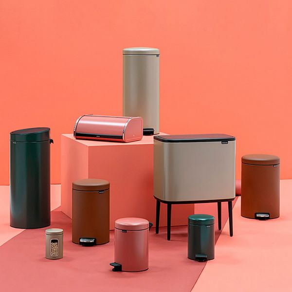 Хлебница со сдвигающейся крышкой 44.5x26.2x17.3 см, нержавеющая сталь, пластик, терракотовый, Roll Top BRABANTIA