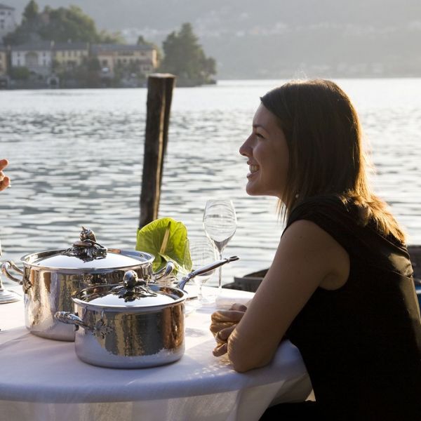 Кастрюля из нержавеющей стали 8 л, 26 см, крышка с посеребренной декорированной ручкой, Opus Prima RUFFONI