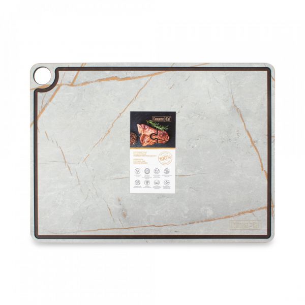 Доска разделочная c желобом, 42x31 см, мраморный Грейс, композитный материал, ProFashion, DRJ42310435KL6, ComposeEat