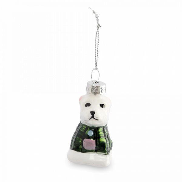 Игрушка елочная 4 см, стекло, зеленая, Собака, New year
