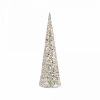 Ель-конус 20 см, с подсветкой, полиэстер/металл, шампань, Celebration