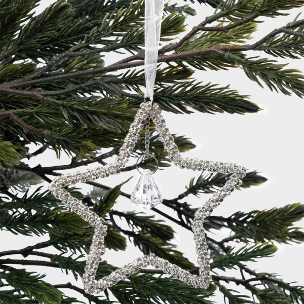 Игрушка елочная 10 см, пластик/металл, серебристая, Звезда, Event
