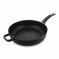 Сковорода глубокая для индукционных плит с антипригарным покрытием 28 см, литой алюминий с алмазным порошком, черный, Diamant Plus, 411.28, OLYMPIA