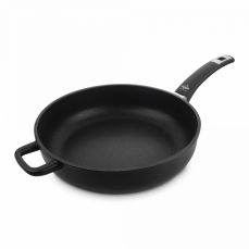 Сковорода глубокая для индукционных плит с антипригарным покрытием 28 см, литой алюминий с алмазным порошком, черный, Diamant Plus, 411.28, OLYMPIA