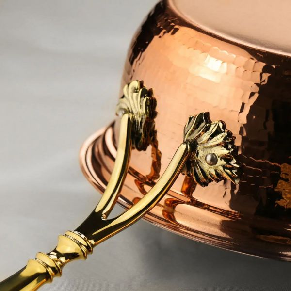 Сотейник медный 1.5 л с крышкой кованый с лужением 'Чеснок'