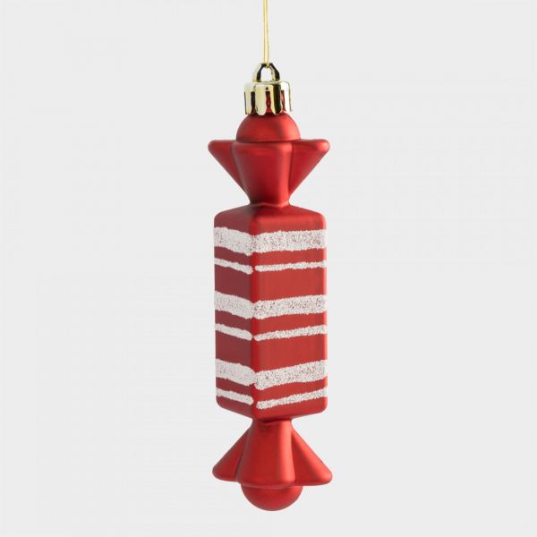 Игрушка елочная 2 шт, 3х12 см, пластик, красная, Конфеты, New year
