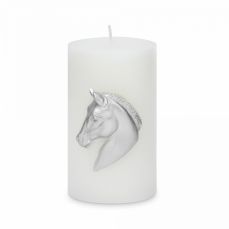 Свеча 10 см, цилиндрическая, серебристая, Лошадь, Horse