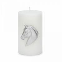 Свеча 10 см, цилиндрическая, серебристая, Лошадь, Horse