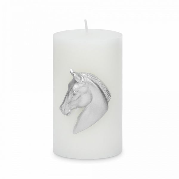 Свеча 10 см, цилиндрическая, серебристая, Лошадь, Horse
