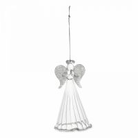 Игрушка елочная 11 см, стекло, серебристая, Ангел, Event