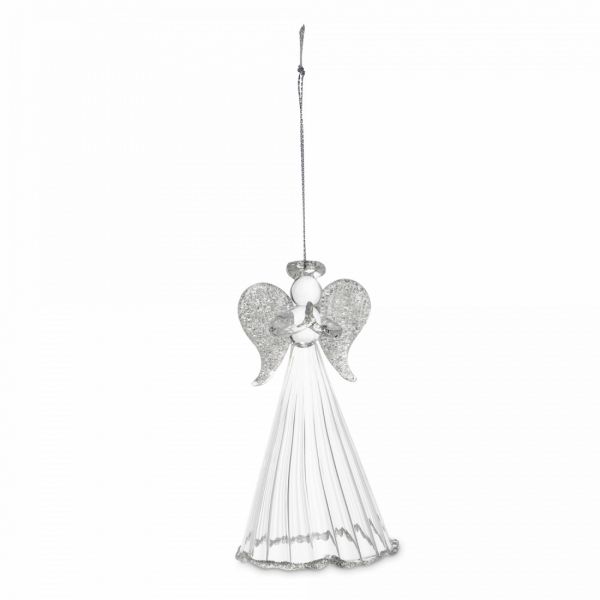 Игрушка елочная 11 см, стекло, серебристая, Ангел, Event

