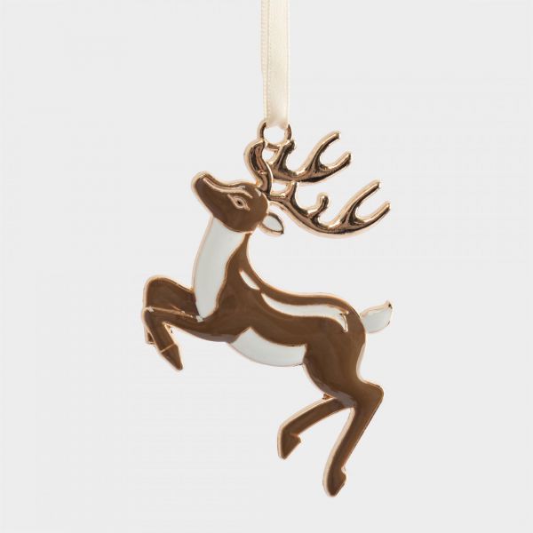 Игрушка елочная 8 см, металл, золотистая, Прыгающий олень, New year
