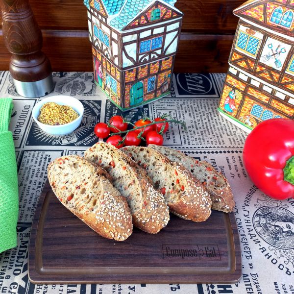 Доска разделочная композитная с желобом, 22х15 см, орех, Fashion, DRJ22150655KL6, ComposeEat