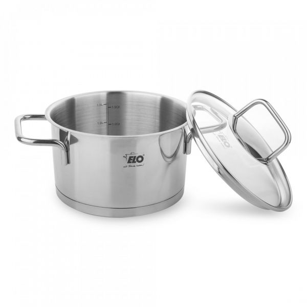 Набор посуды 8 предметов: 3 кастрюли, 1 ковш, 1 ковш для молока, 3 стеклянные крышки, Citrin ELO