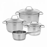 Набор посуды, 7 предметов: 3 кастрюли, 1 ковш, 3 стеклянные крышки, Elegance, 130149, ROESLE