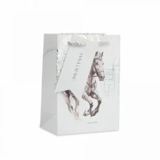 Пакет подарочный 12х16 см, бумага, белый, Конь, White horse
