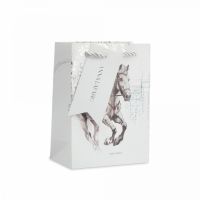 Пакет подарочный 12х16 см, бумага, белый, Конь, White horse