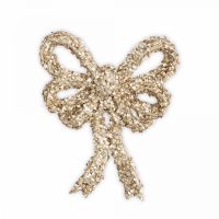 Украшение декоративное 13 см, на клипсе, пластик, шампань, Бант, New year