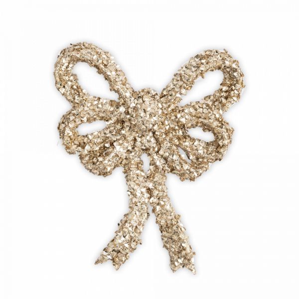 Украшение декоративное 13 см, на клипсе, пластик, шампань, Бант, New year