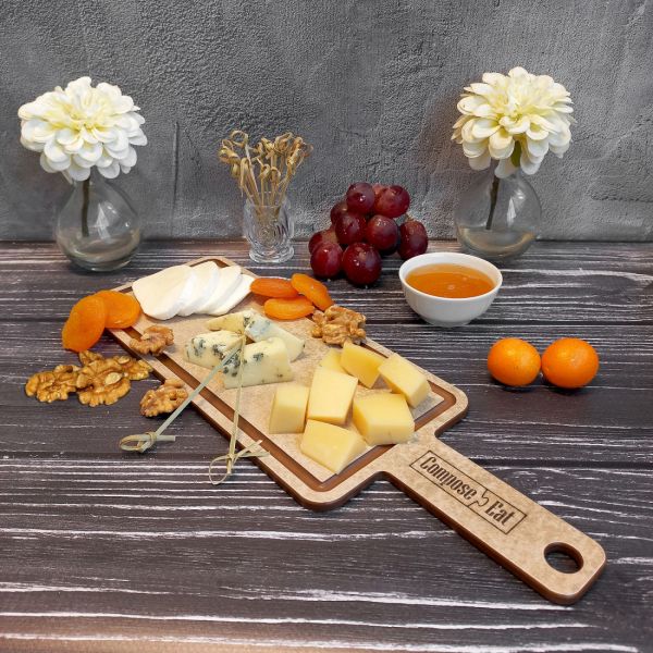 Доска композитная с желобом для сервировки и подачи 36х12см, порфир кремовый, Fashion ComposeEat