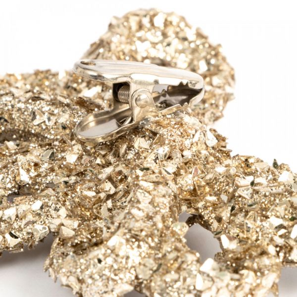 Украшение декоративное 13 см, на клипсе, пластик, шампань, Бант, New year