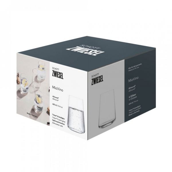 Набор из 4-х стаканов для воды 425 мл, хрустальное стекло, Miovino, 124053, SCHOTT ZWIESEL
