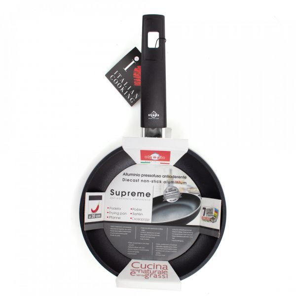 Сковорода с антипригарным покрытием 20 см, литой алюминий, черный, Supreme, 20.20, OLYMPIA