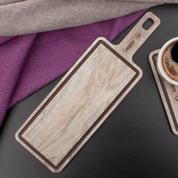 Доска композитная с желобом для сервировки и подачи, 36х12см, дуб светлый, ProFashion ComposeEat