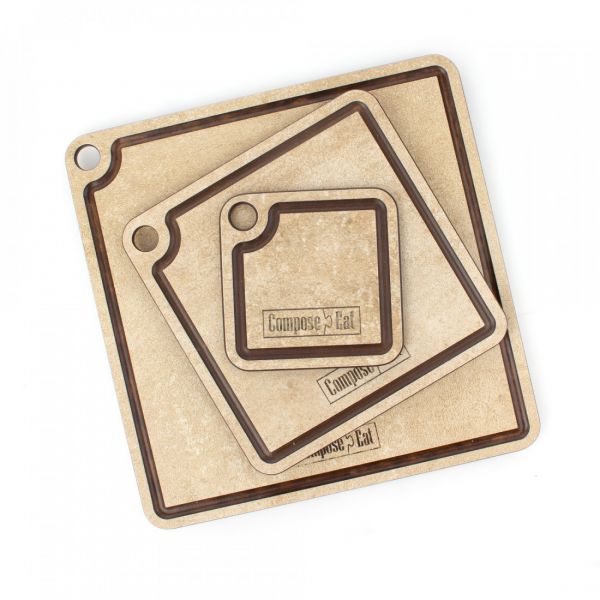 Набор сервировочных досок 3 шт, на подставке, порфир кремовый, в подарочной упаковке, композитный материал, ProFashion ComposeEat